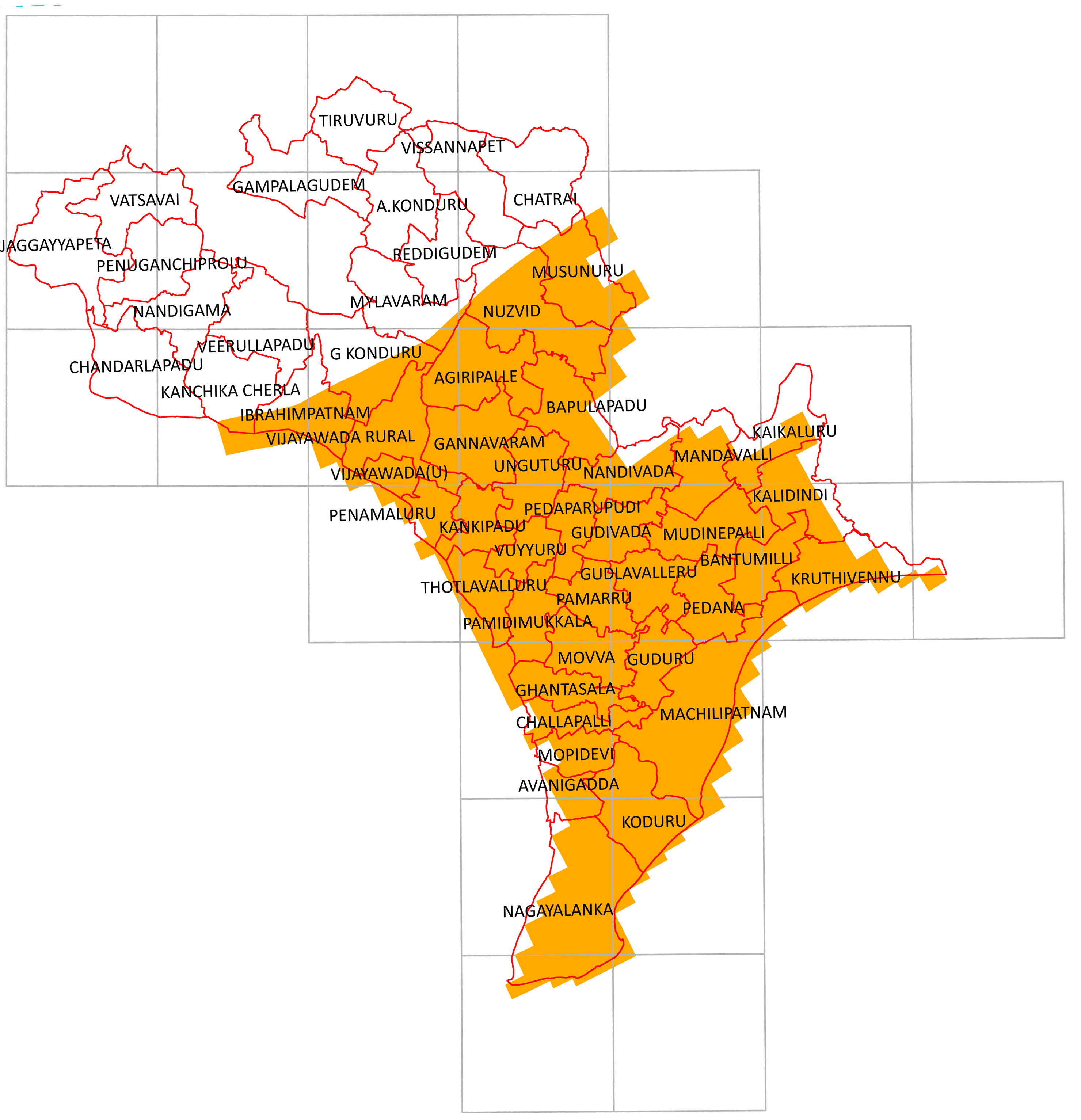 Storm surge inundation map for cyclone with wind speed 